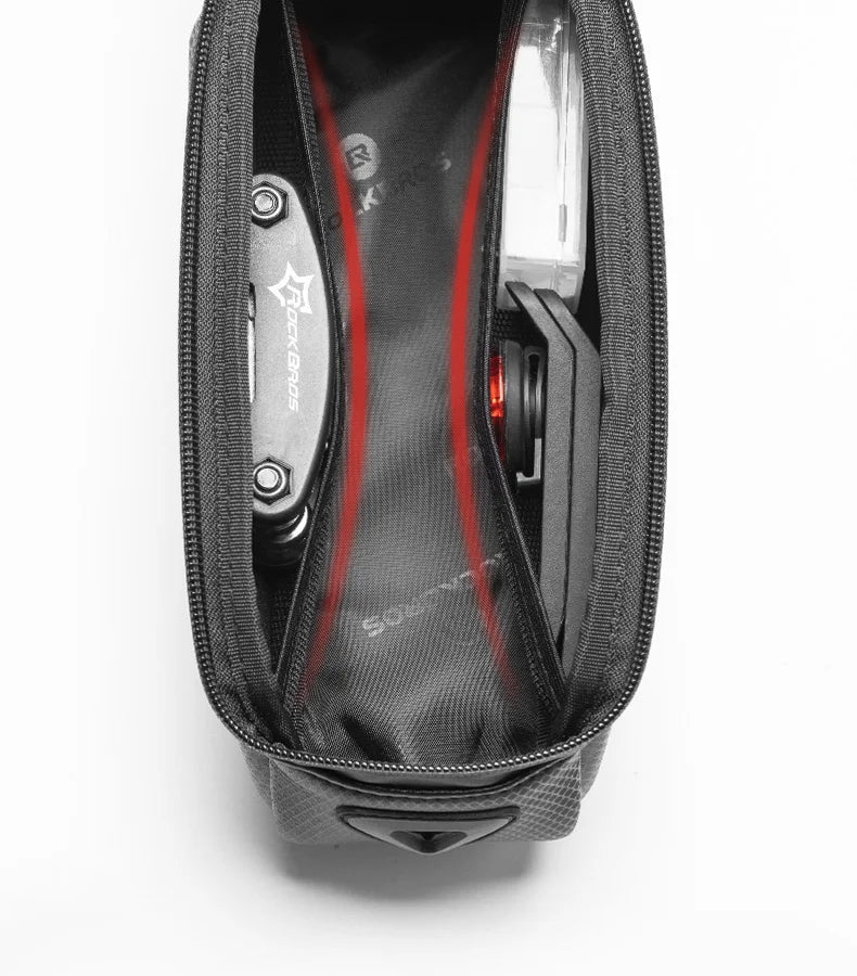 Borsa per telaio bici resistente all'acqua con supporto per telefono con schermo touch