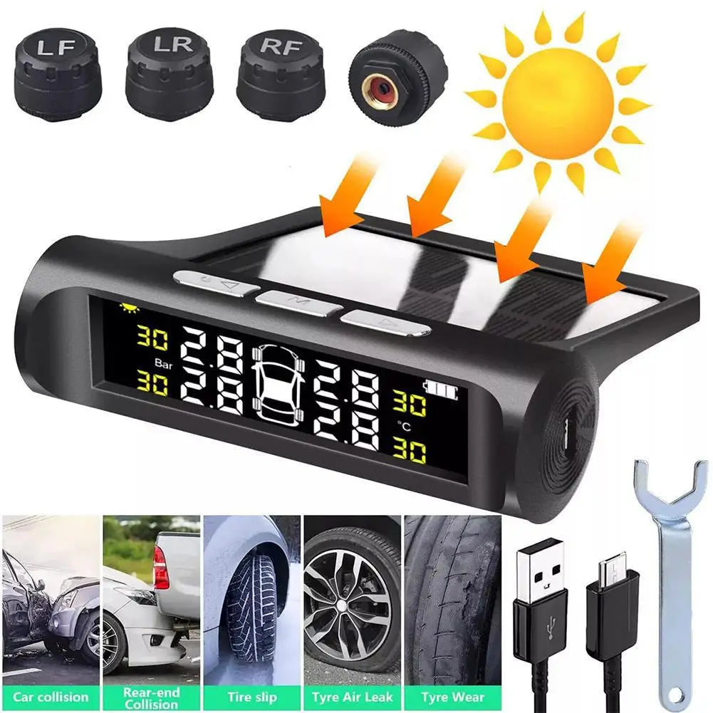 Solar-Assisted Tyre Pressure Monitor with Four Sensors
