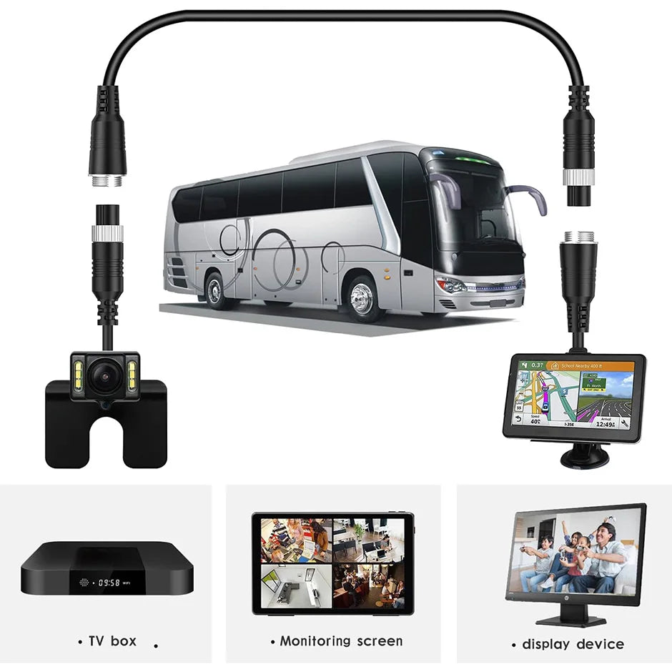 4-Pin Aviation Extension Video Cable for Vehicle Camera Monitor Connection