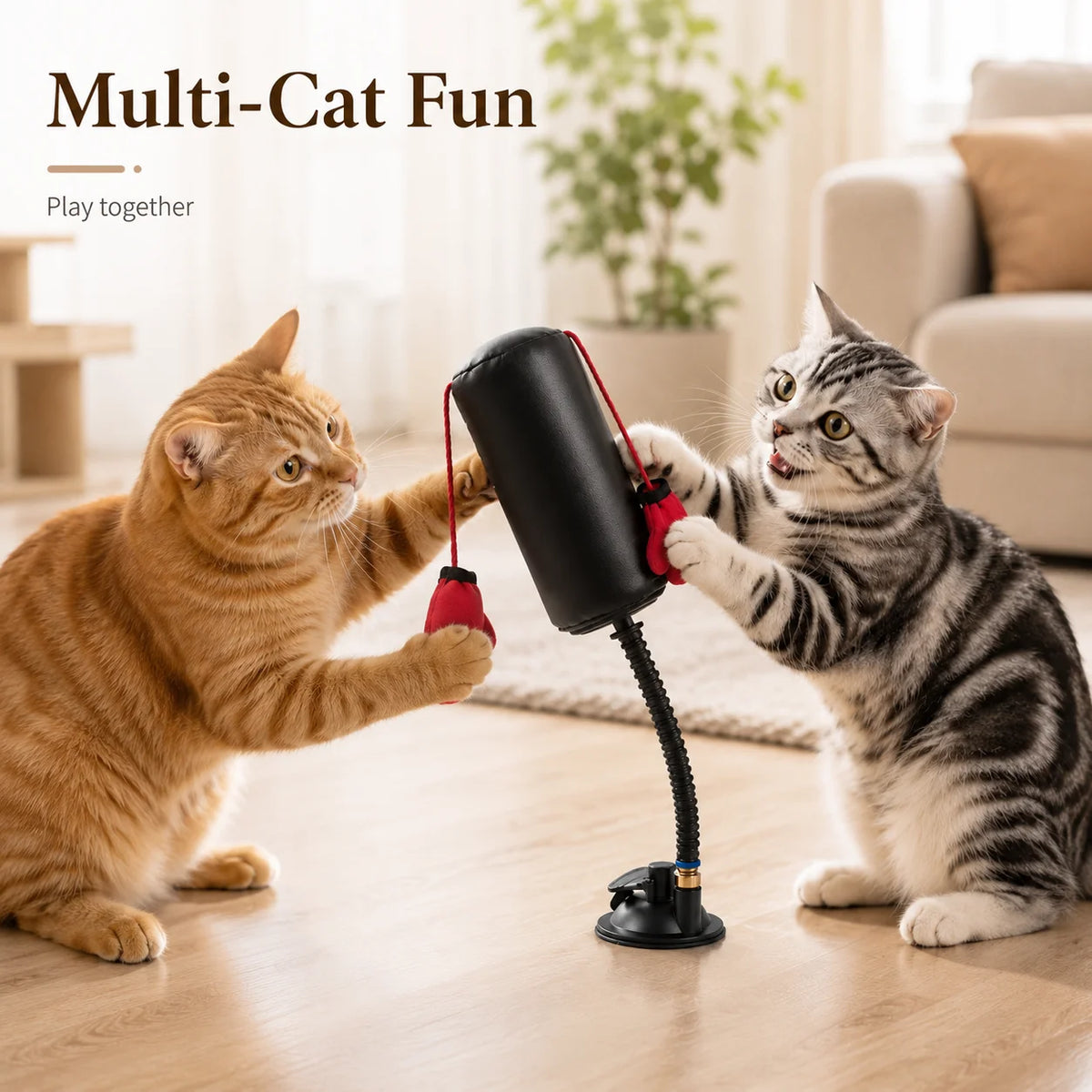 Cloth Cat Boxing Toy, Floor-Standing, No Batteries