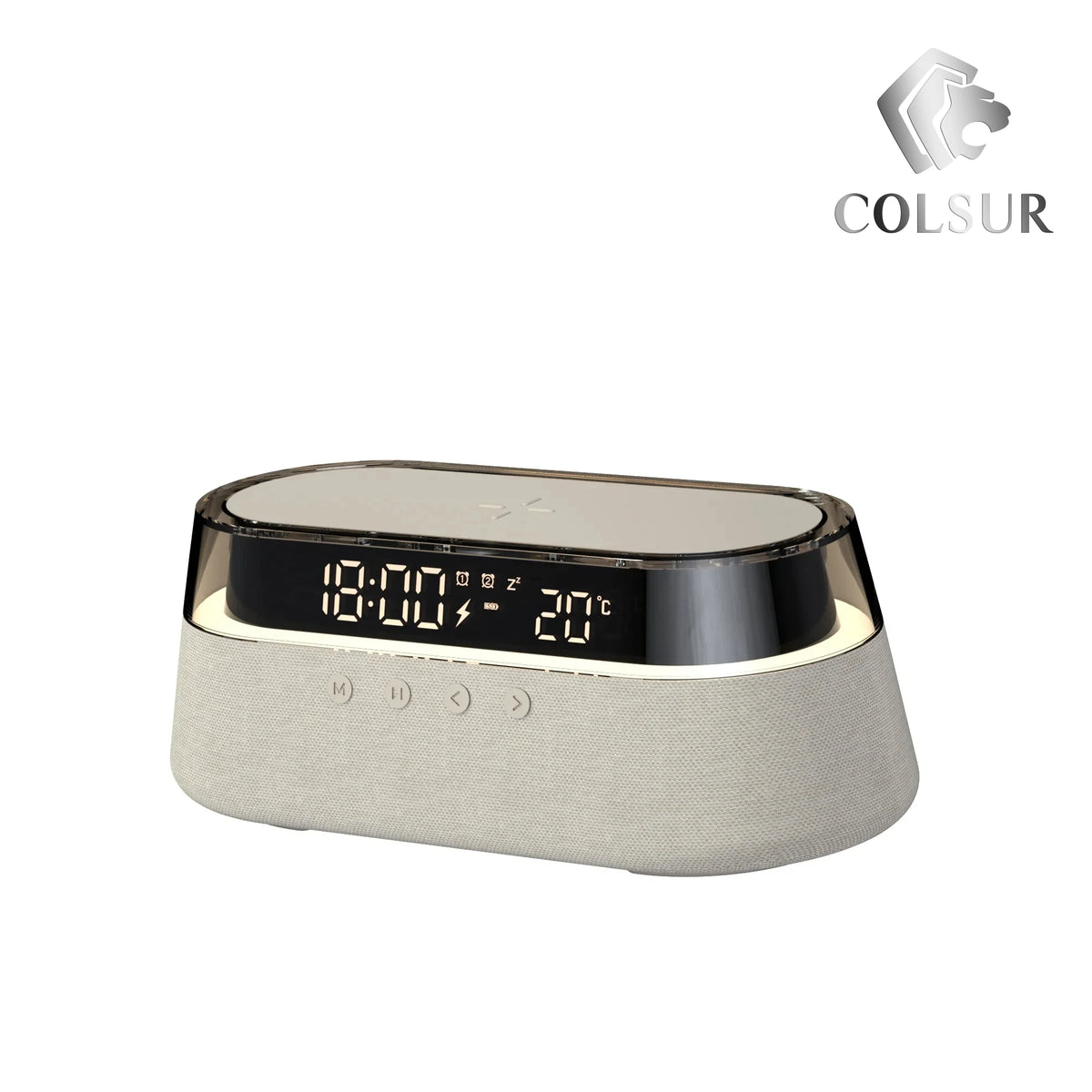 6-in-1 Smart Alarm Clock - 15W Wireless Charger, Bluetooth Speaker, FM Radio, Dual Alarm, USB Charger & RGB Night Light