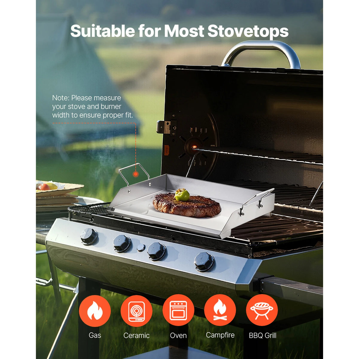Rectangular Grill-Top Griddle Plate – Size Options
