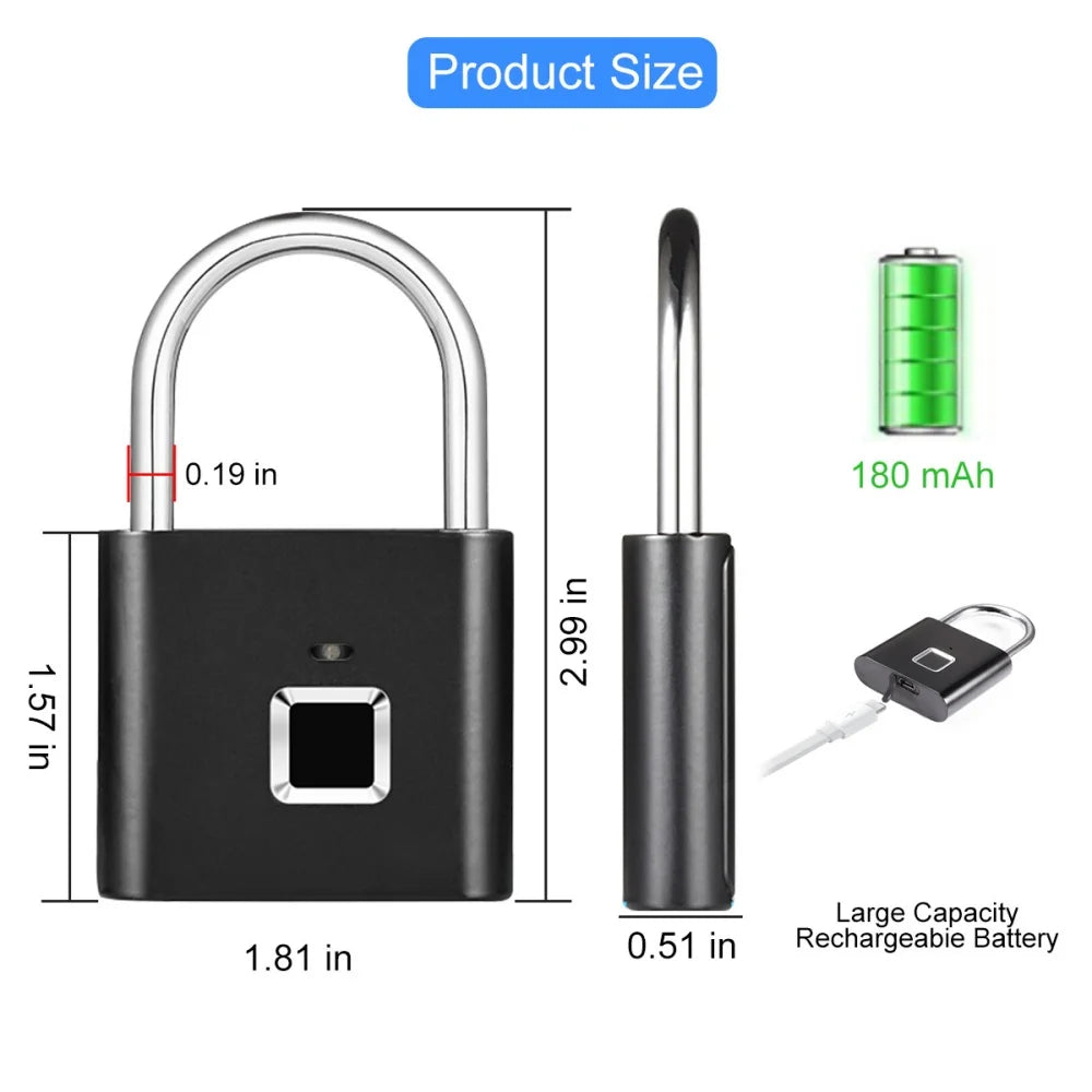Rechargeable Fingerprint Padlock