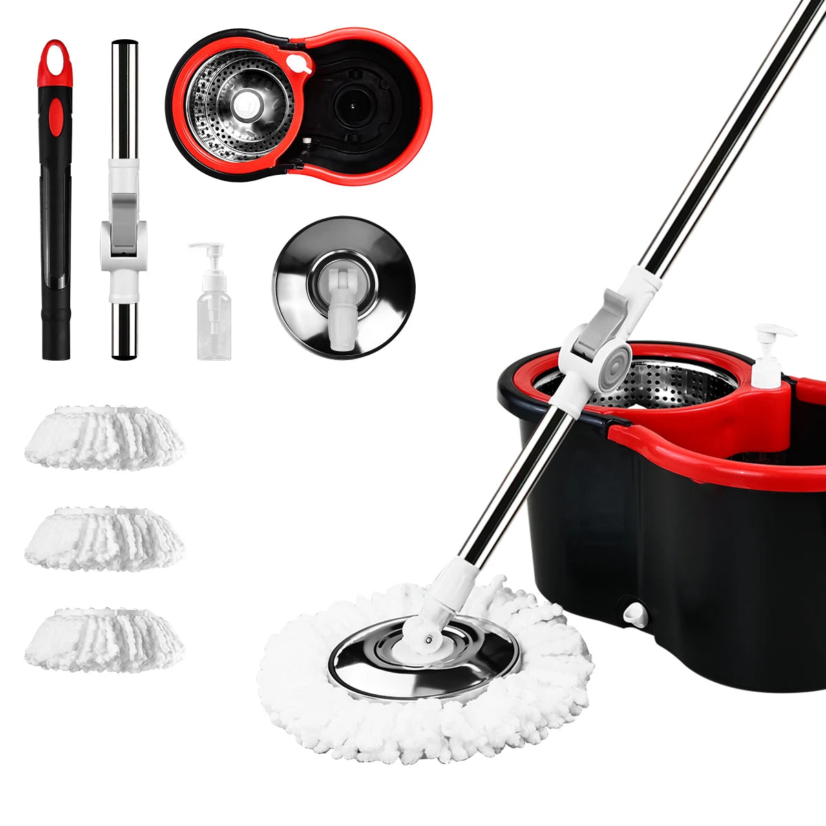 Set kante za spin mop 360° s dvojnim sustavom pokreta i 3 glave za mop