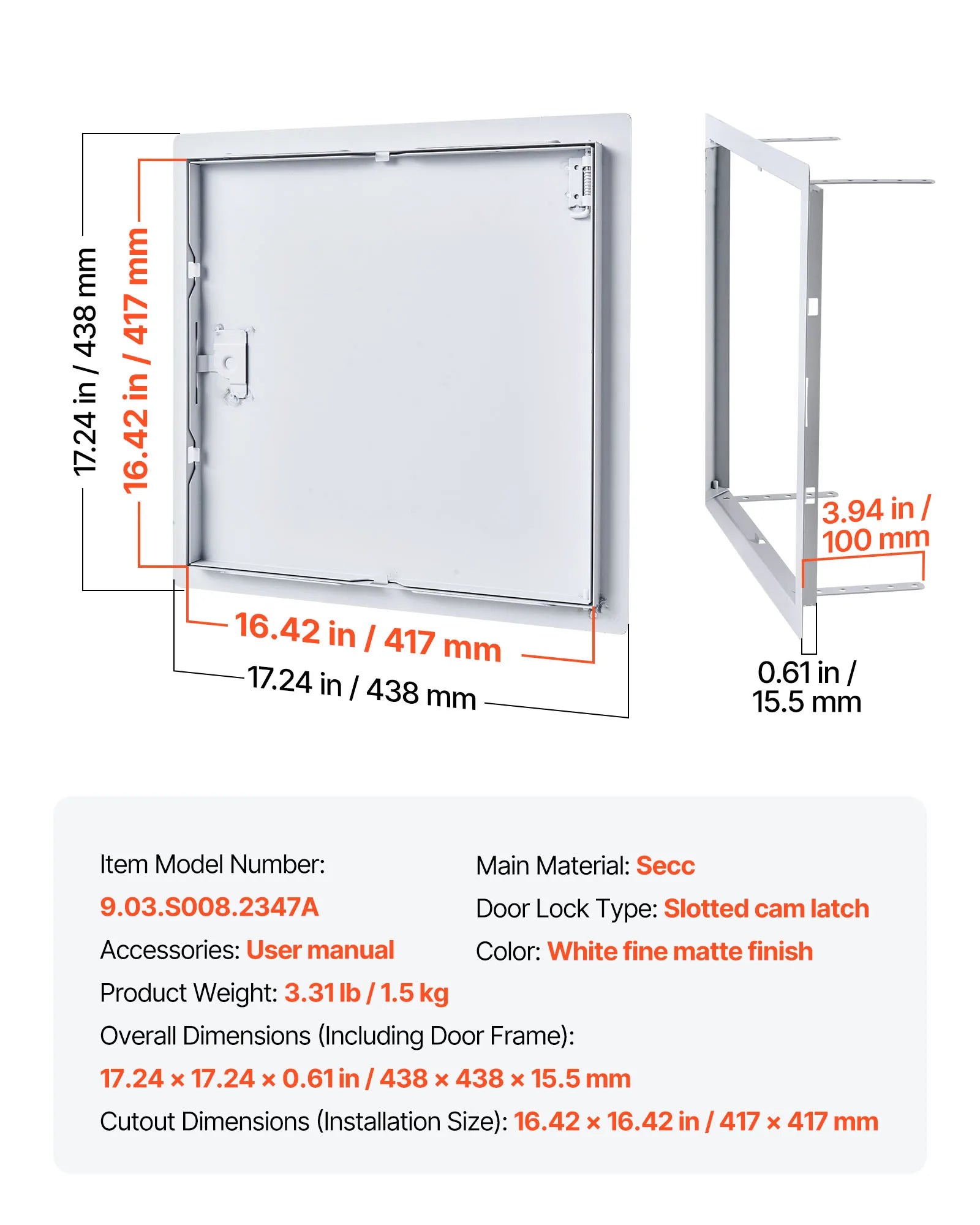 16 Inch White Access Panel for Drywall Wall and Ceiling Service Door