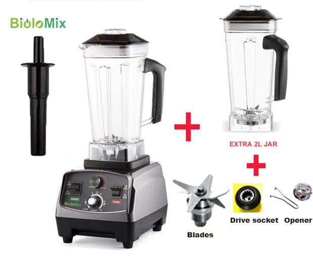 3HP 2200W Commercial Blender with Timer and 2L BPA-Free Jar