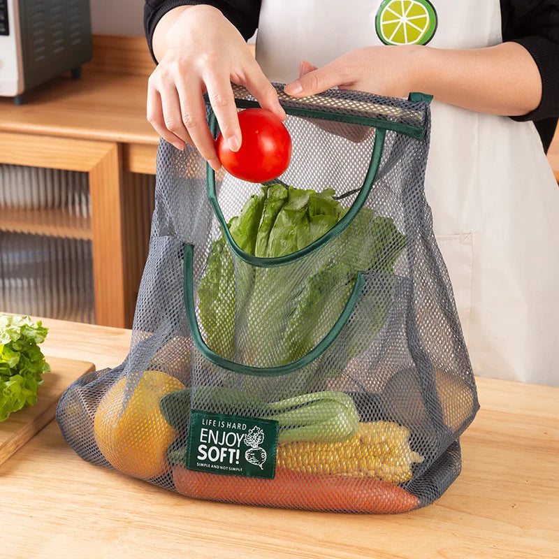 Reusable Storage Bags Kitchen Hanging Mesh Bag Home Fruit And Vegetable Storage Net Bag For Ginger Garlic Potatoes Onions 