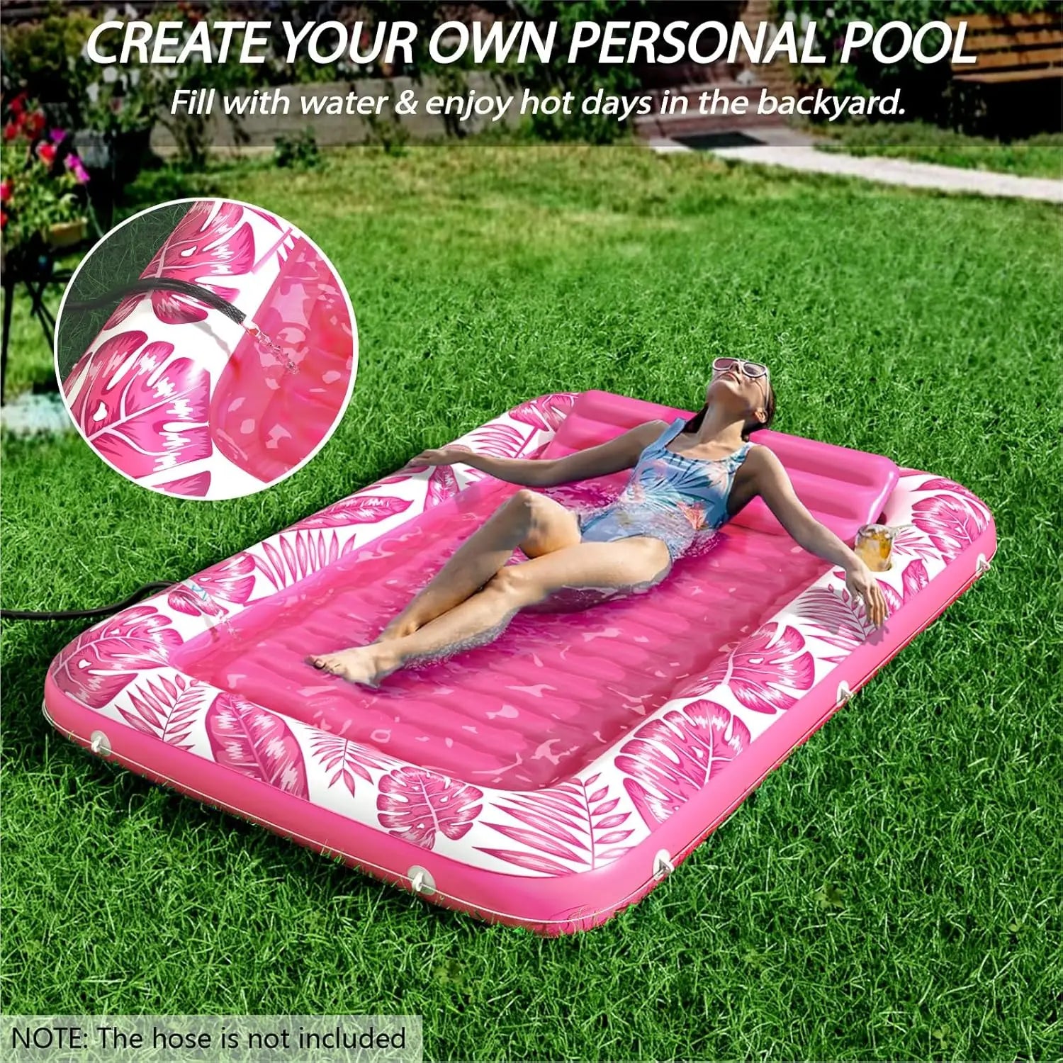 Inflatable Tanning Pool Lounger Float for Sunbathing and Cooling Off