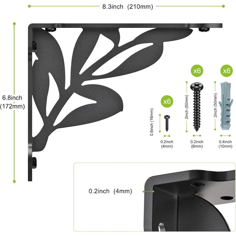 8-Inch Metal Shelf Brackets, 2 or 4 Pieces