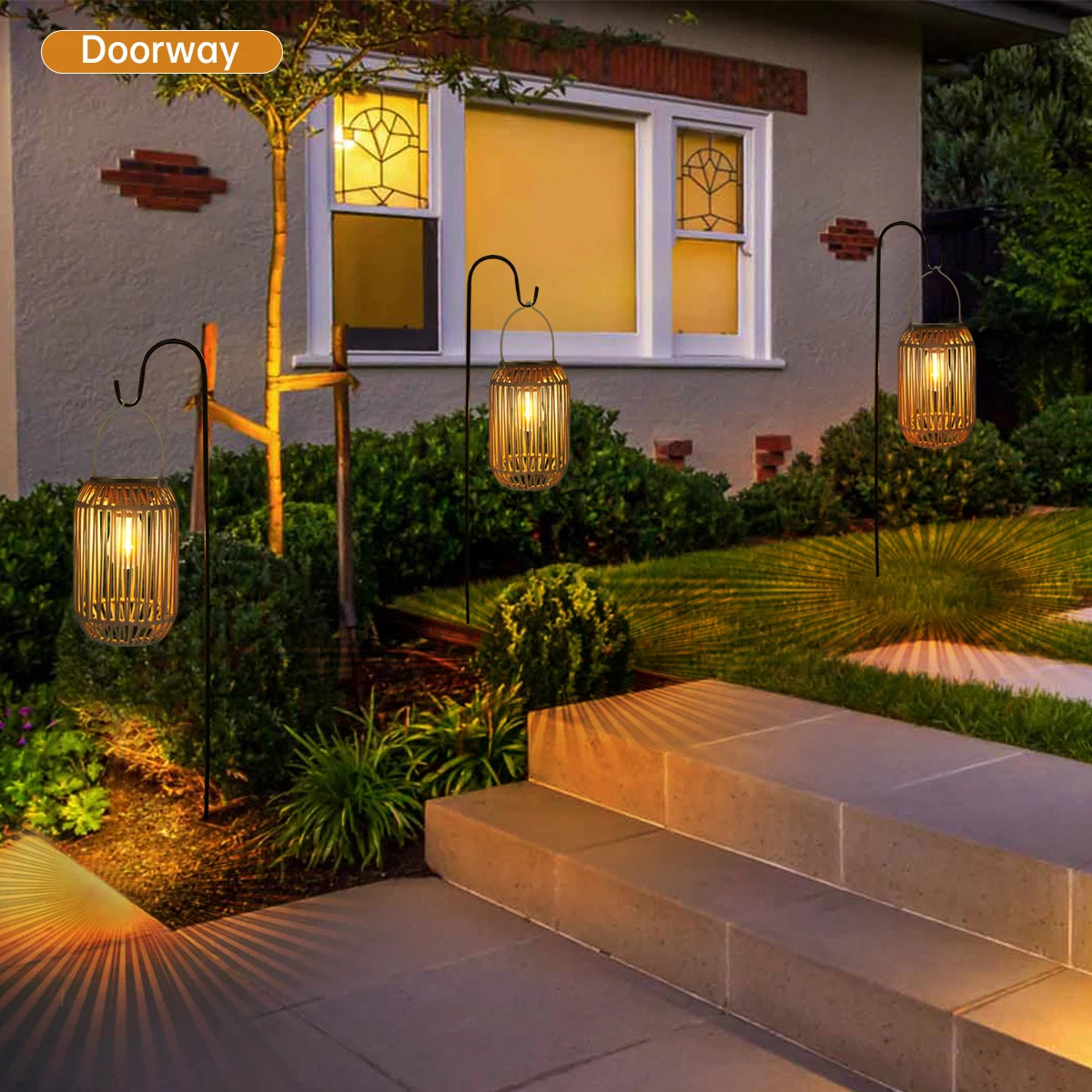 Solar Woven-Style Lantern for Garden Decoration
