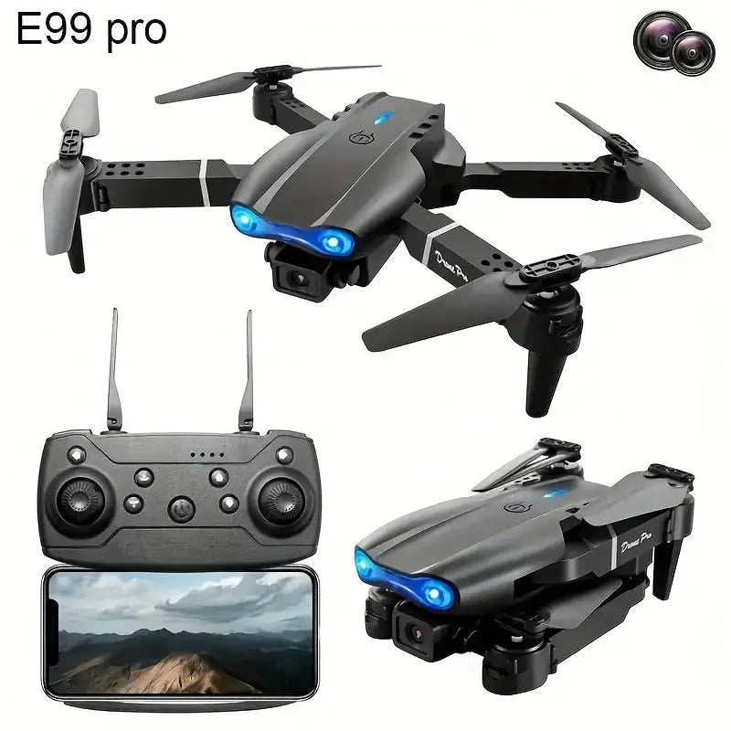 Drone E99 Pro avec caméra HD, contrôle via application et portée de 50 m