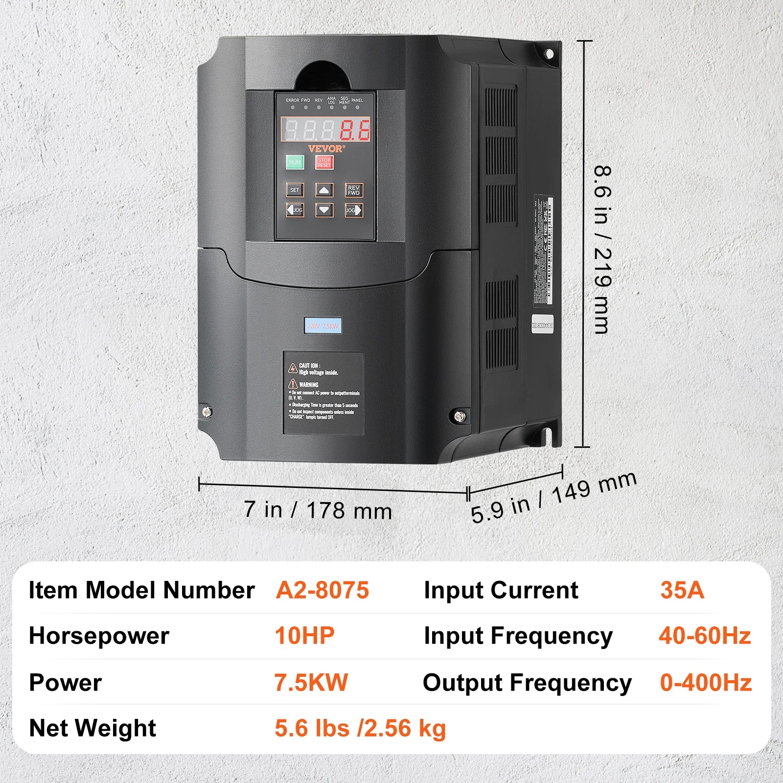 SucceBuy 0.75/7.5KW VFD Frequency Inverter 220V Output Variable Frequency Drive for Spindle Motor CNC Converter Speed Control