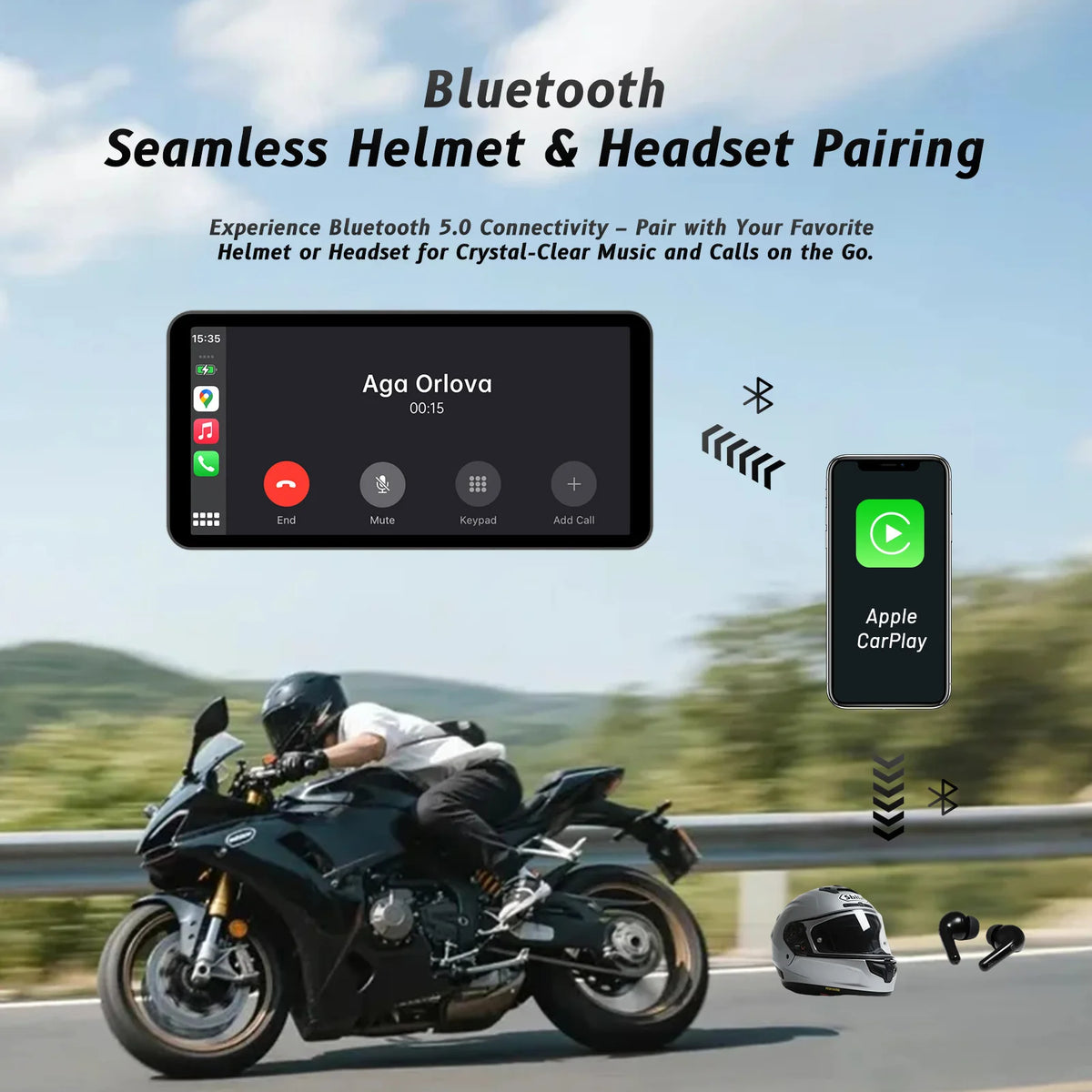 Six-Inch Motorcycle CarPlay and Android Auto Display