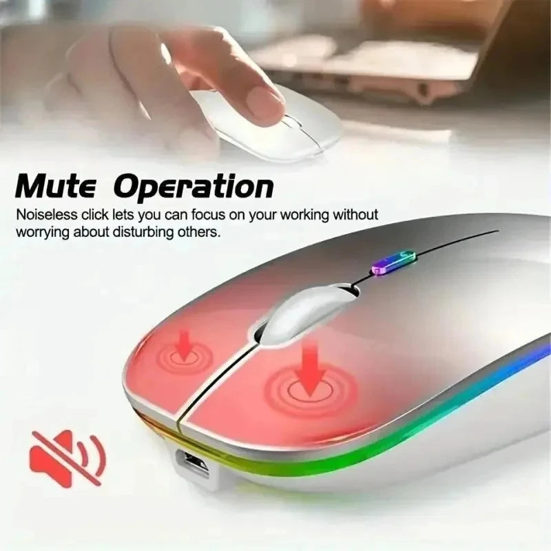 Wireless Mouse Rechargeable Silent LED Backlit Mice PC Laptop Computer Mous 2.4Ghz Receiver Bluetooth Dual Mode Optical Mice 