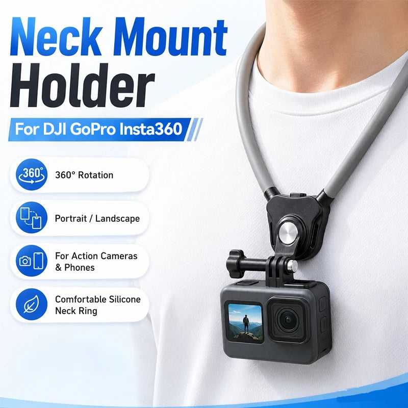 Neck Strap Holder for GoPro 13 12 11 10 9 8 DJI Osmo Action 6 5 4 3 Insta360 X5 X4 X3 Sports Camera Accessory