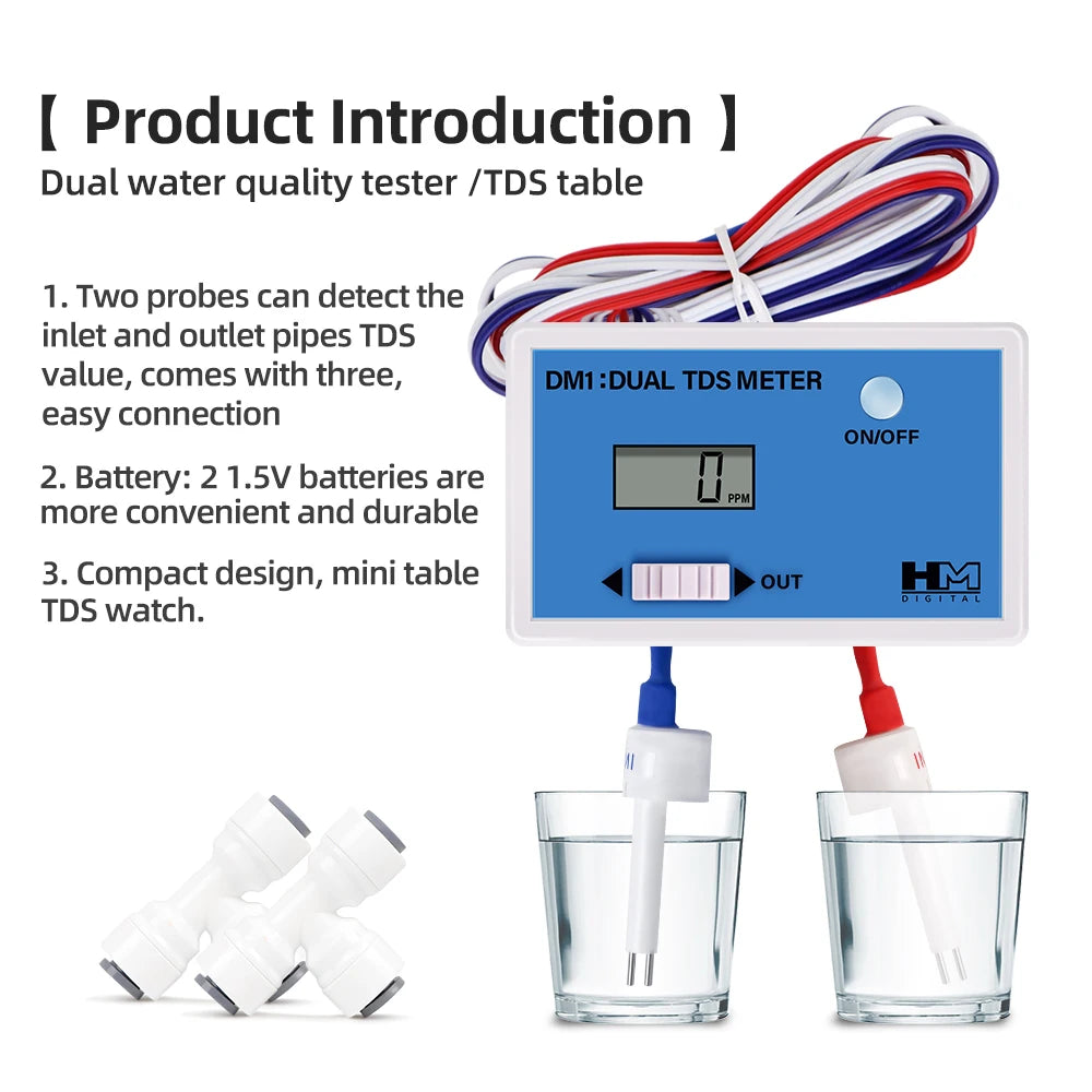 Dual-Probe Inline TDS or EC Water Meter