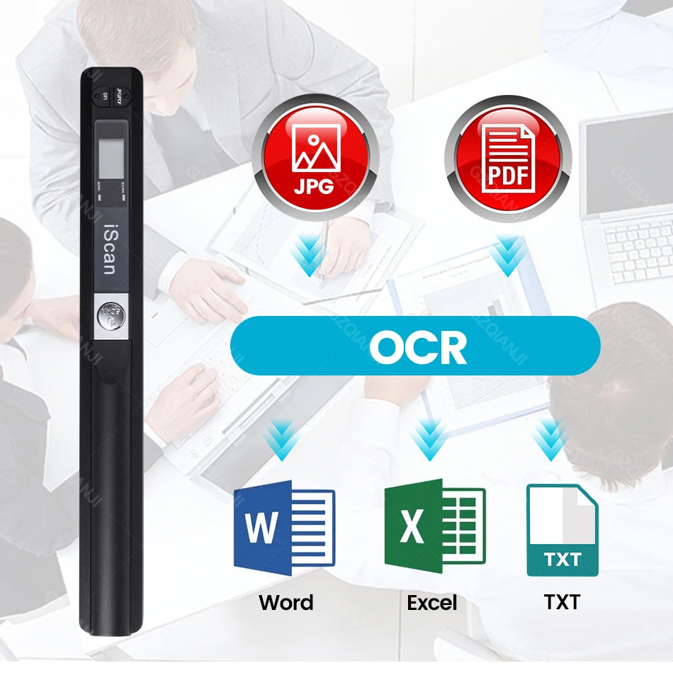Scaner portabil A4 pentru documente cu stocare pe card de memorie