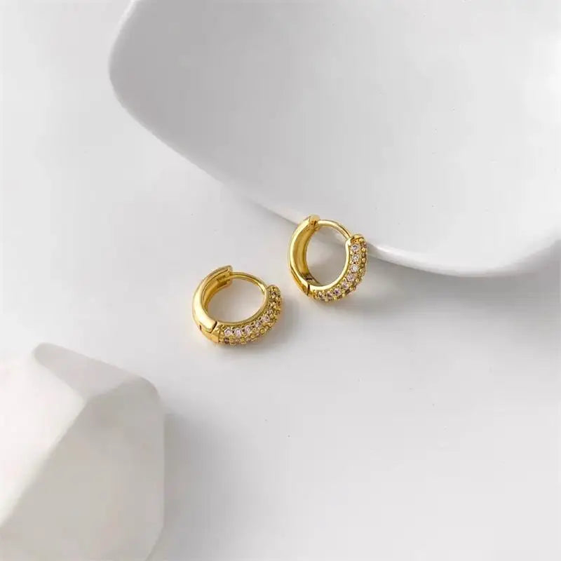 Zircon Circle Huggie Hoop Earrings for Women