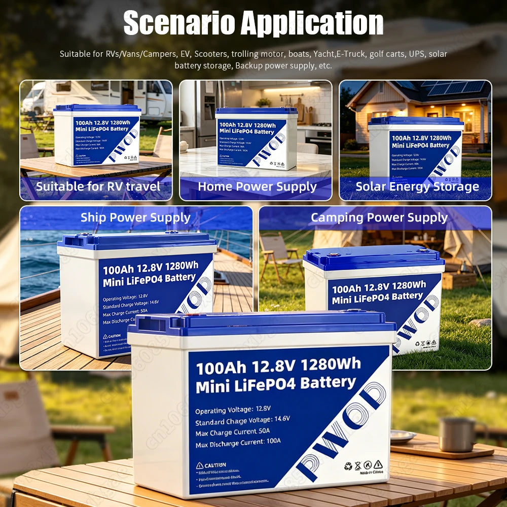 6000-10000+ Cycles 12V 100Ah/320Ah/360Ah LiFePO4 Battery 12.8V Grade A Pro for Solar RV EV Golf Cart Yacht Home Storage EU Stock