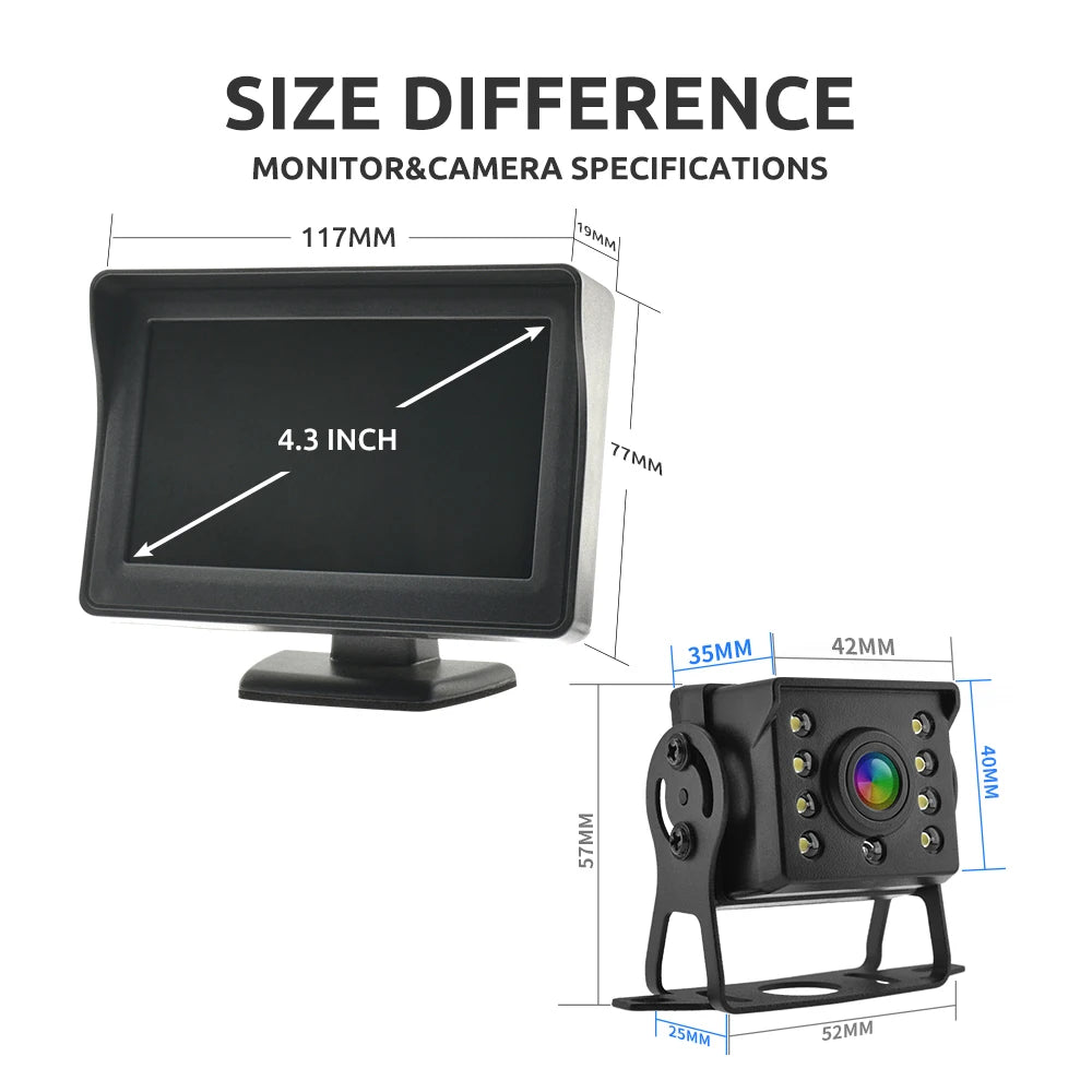 4.3" HD Car Backup Camera System with Monitor & Parking Guidelines