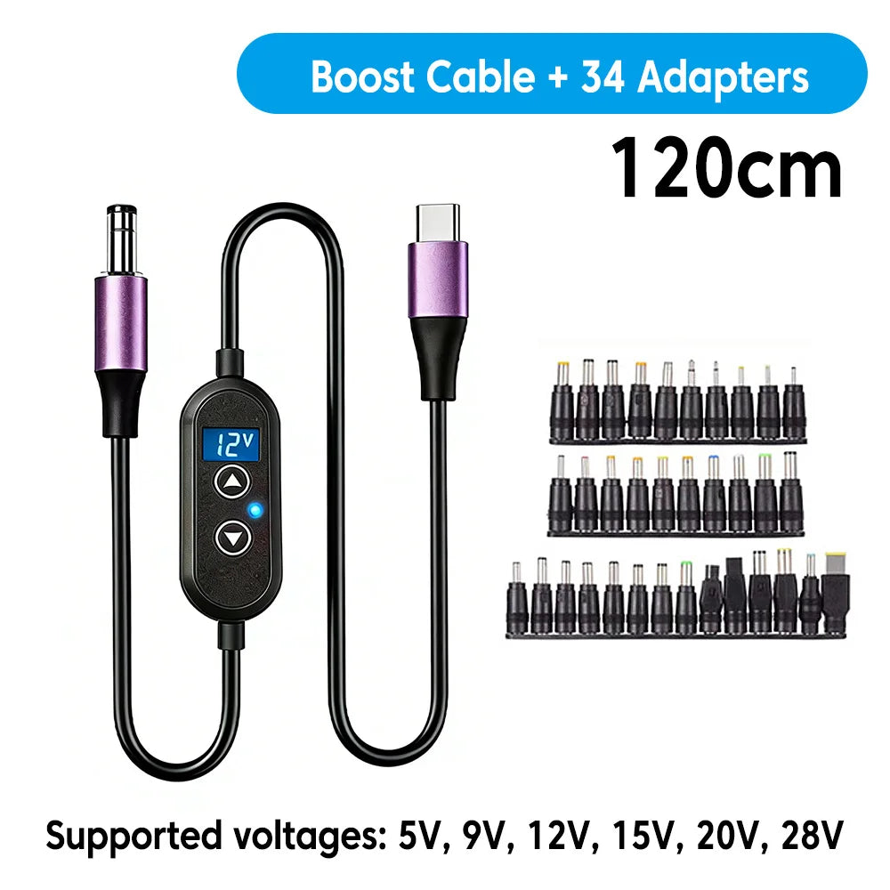 USB-C PD to DC Adjustable Power Cable