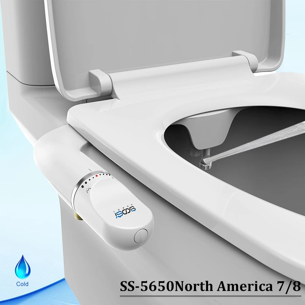 Toilet Seat Bidet Attachment Ultra-Slim Double Nozzle Adjustable Water Pressure Non-Electric Sprayer