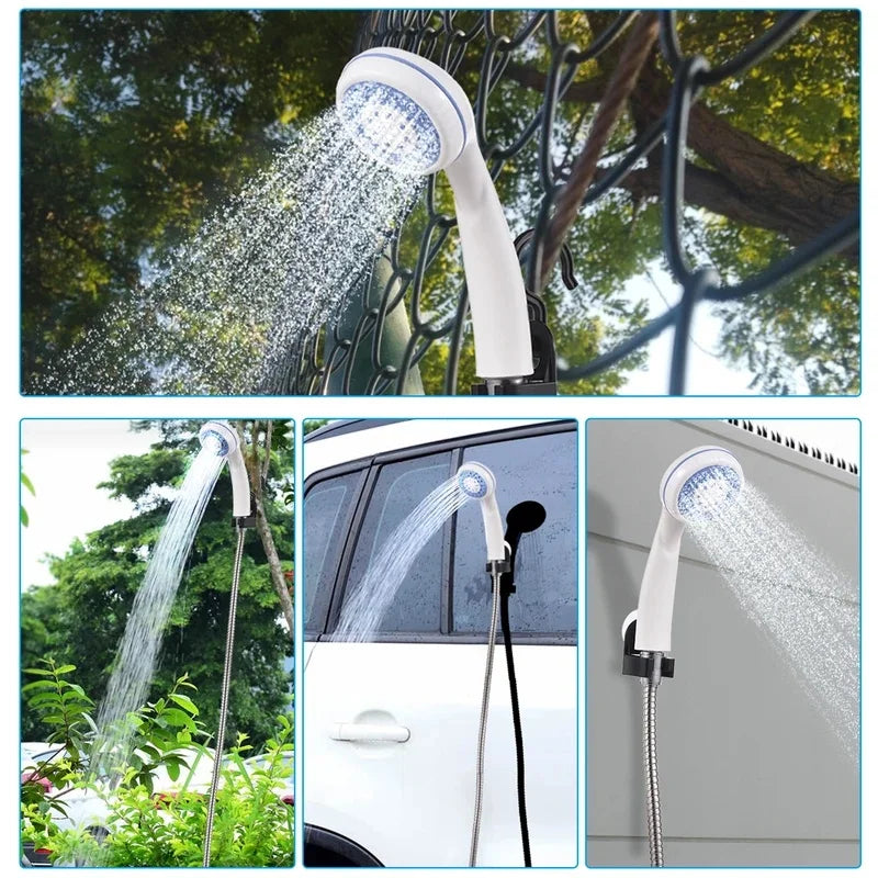 Wiederaufladbares tragbares Camping-Duschpumpen-Set mit USB-Anschluss