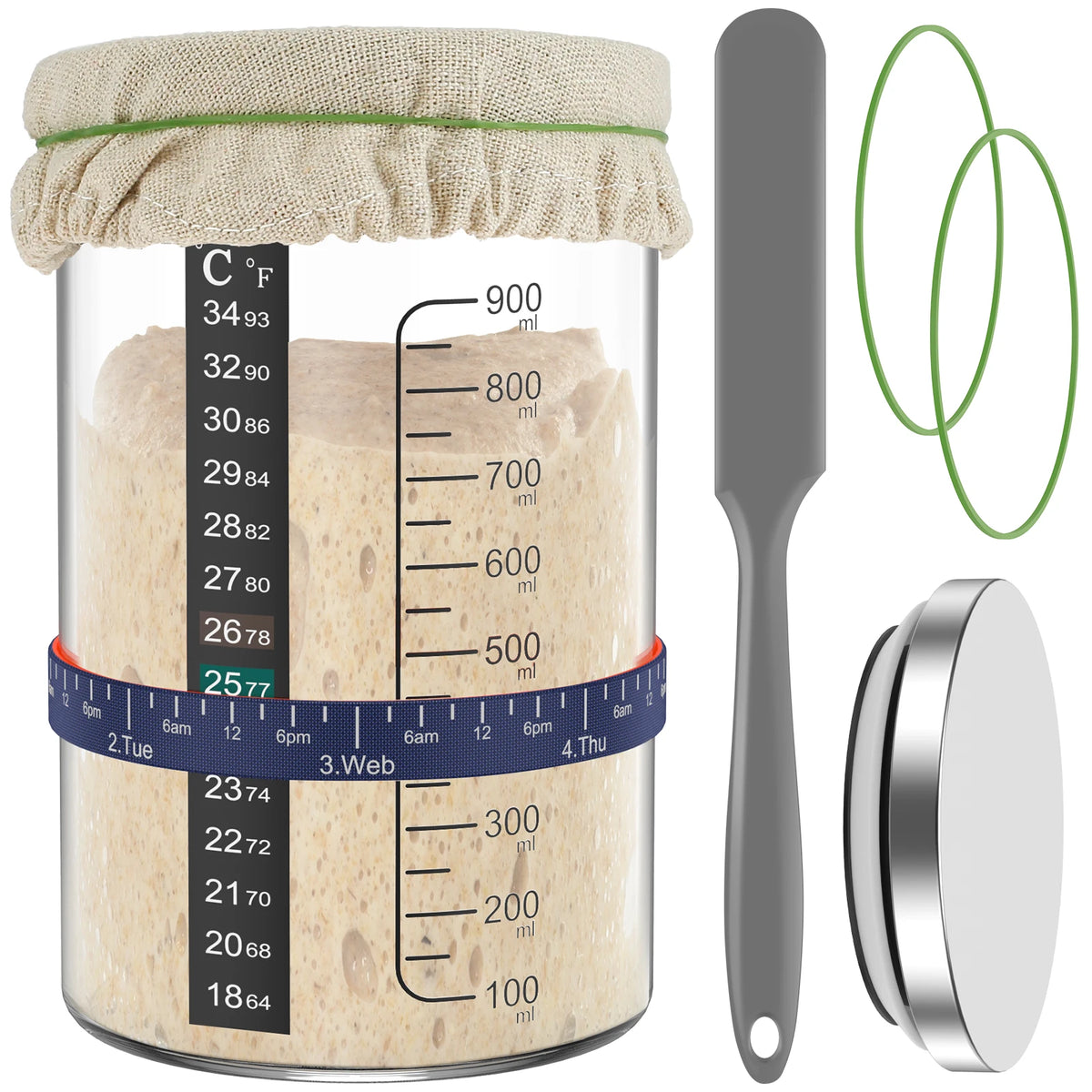 Sourdough-Starter-Glas-Set und Zubehöroptionen