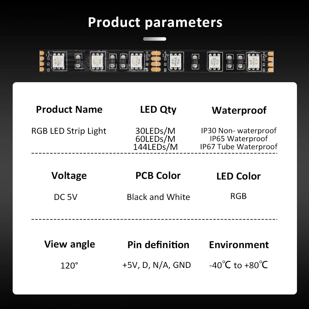 5 V WS2812B Addressable RGB LED Strip with Controller