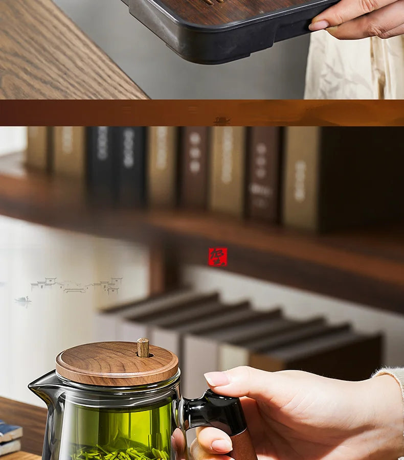 Tea Ceremony Culture Large Capacity Dividing Teacup Removable Glass Inner Tank Home Tea Water Separation Filter Teacup 