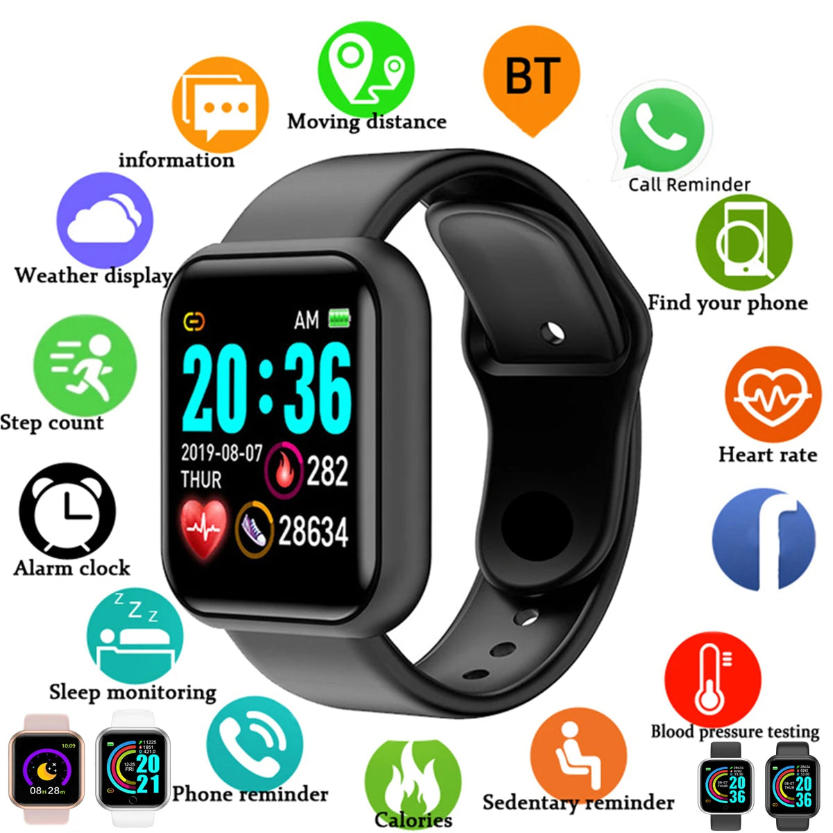 Fitness chytré hodinky s Bluetooth a displejem 1,44 palce