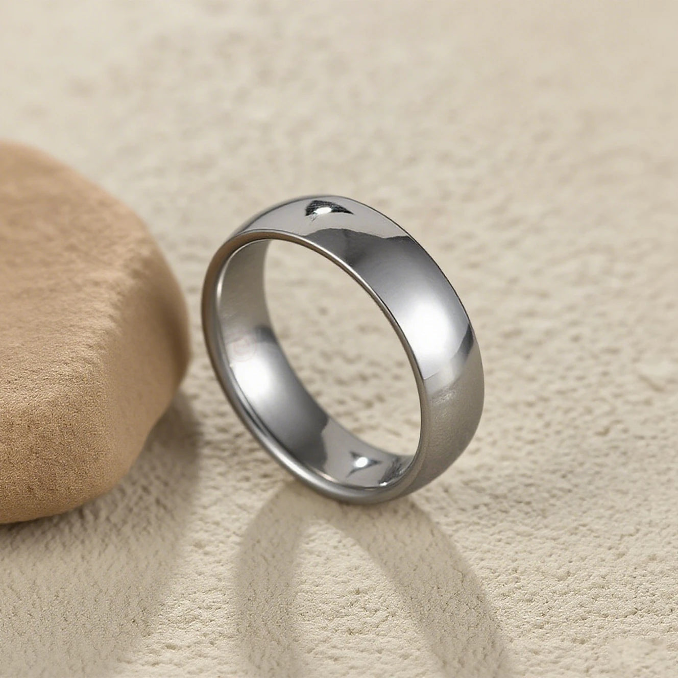 Kissmoon Trendy Stainless Steel High Quality Simple 6MM Men Glossy Ring for Women Couple Weeding Jewelry Banquet Party Gifts 