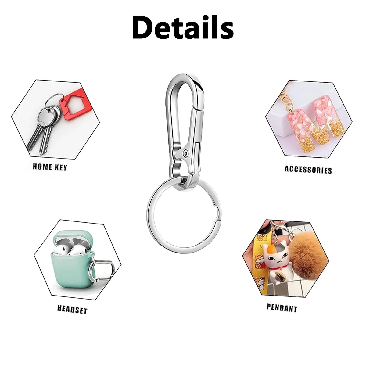 6Pcs Carabiner Clip Keychain Metal Carabiner Shape Key Ring Keyring Key Holder Clips Hook Holder Organizer for Car Keys Finder