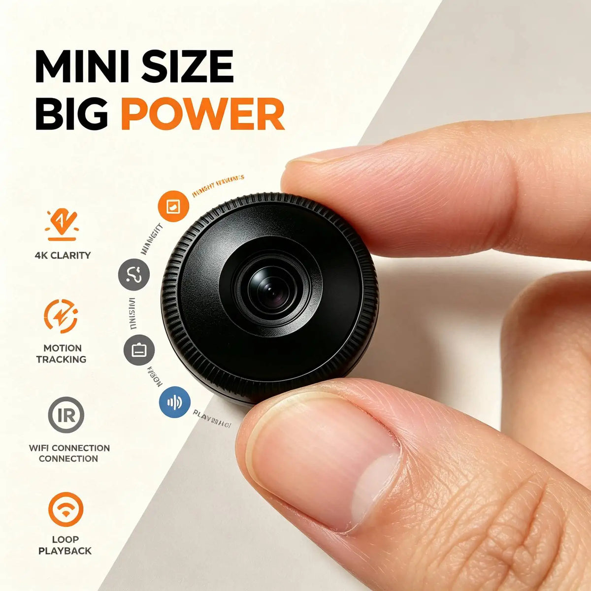 Mini WiFi Camera with 4K HD, Night Vision and Alerts
