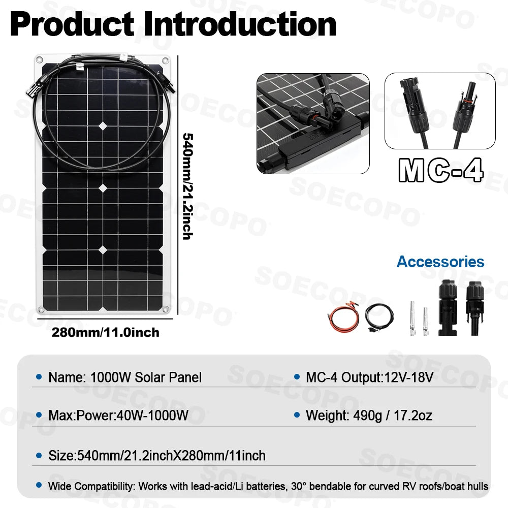 30W solcellekit med 2200W inverter og 100A controller til off-grid strømforsyning