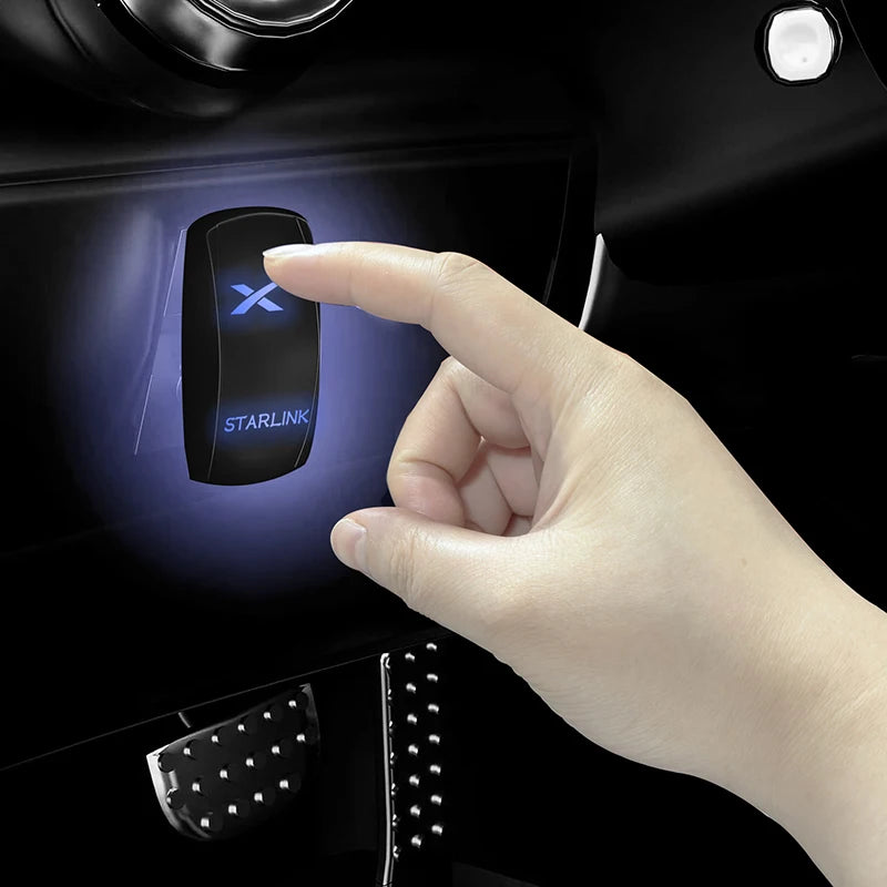 Interruttore a bilanciere SPST a 5 pin con etichetta Starlink e LED blu