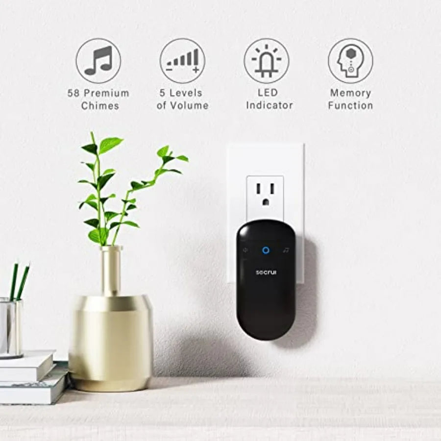 Wireless Doorbell with 52 Chimes and 110dB Loud Plug-In Receiver