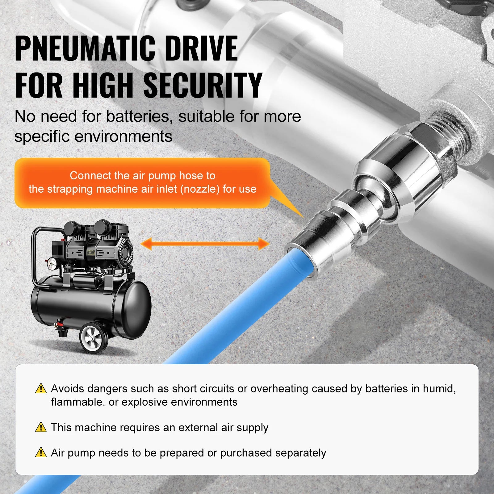 Draagbare pneumatische omsnoeringsmachine 3500N voor PET/PP 1/2"–3/4"