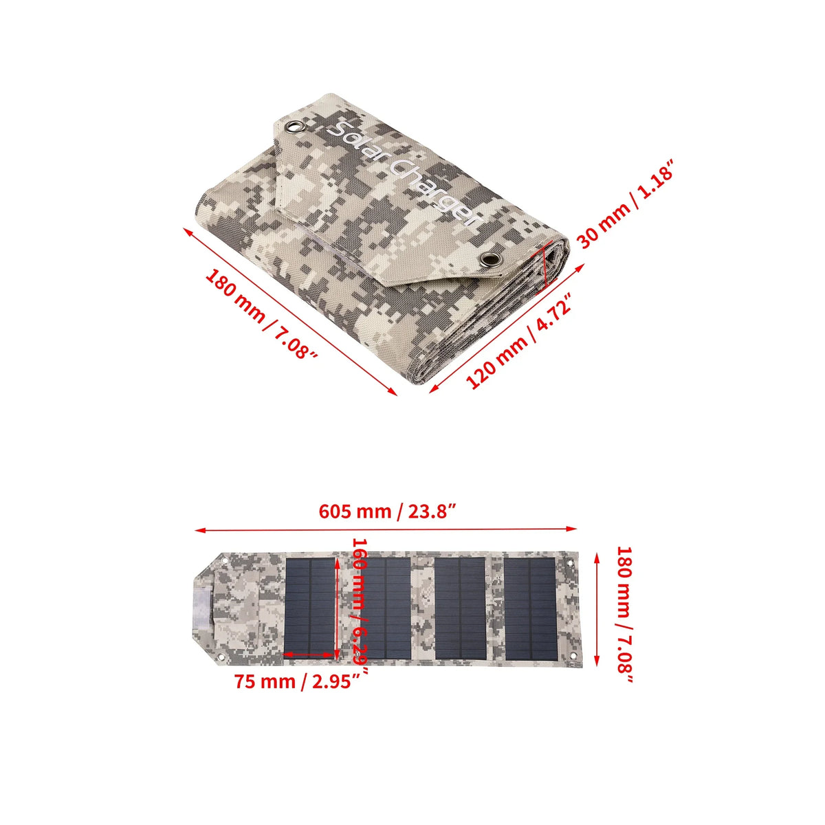 Folding USB Solar Panel - 60/80/100 W Labels