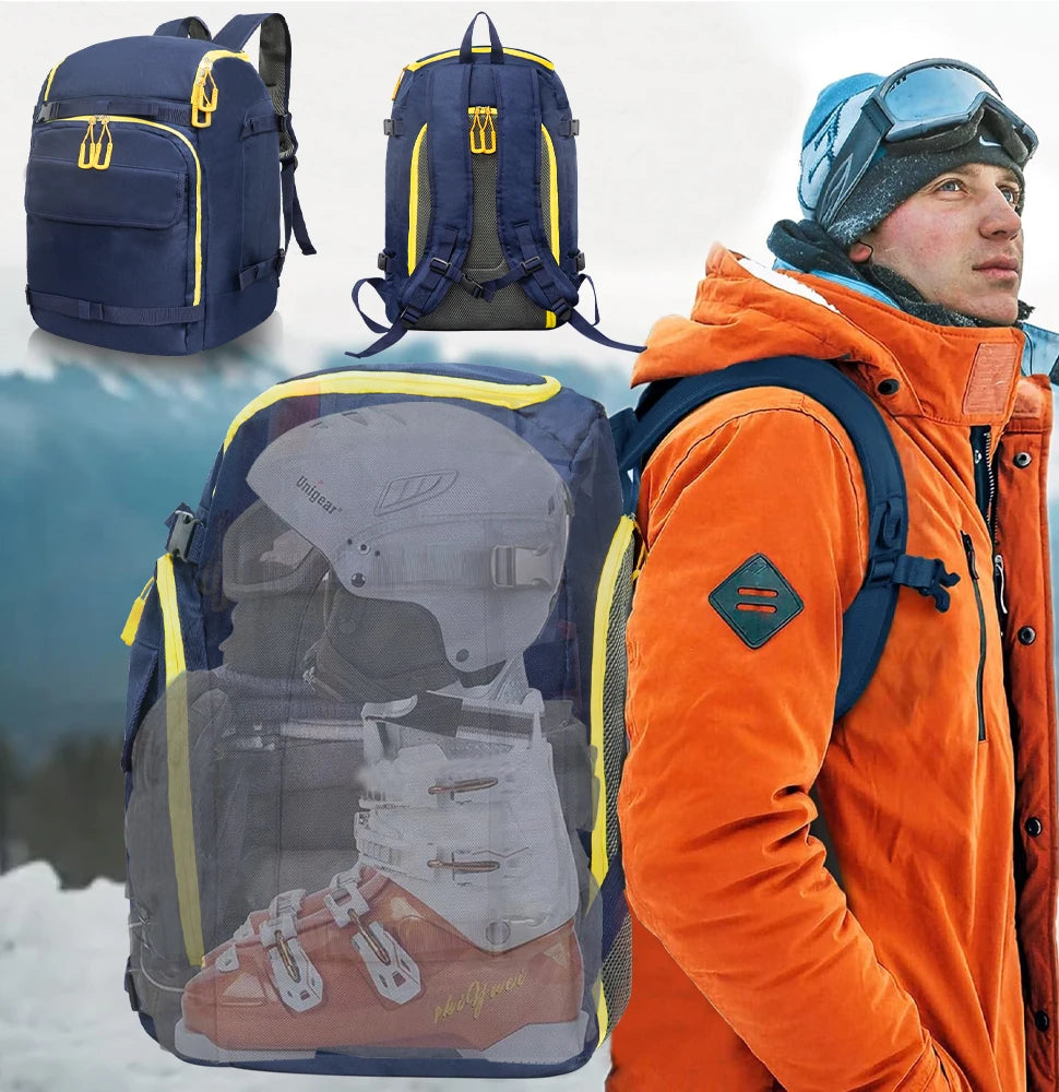 50L Ski Boot Bag Backpack for Boots, Helmet and Gear