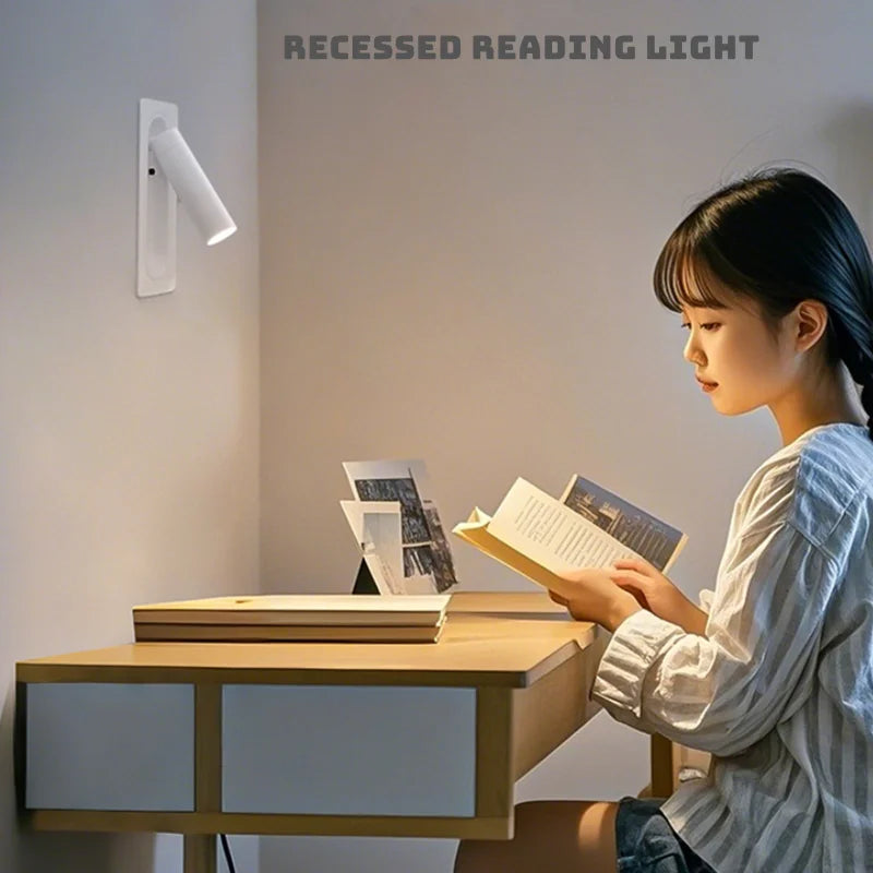 Lampă de perete LED reglabilă pentru noptieră, cu cap rotativ