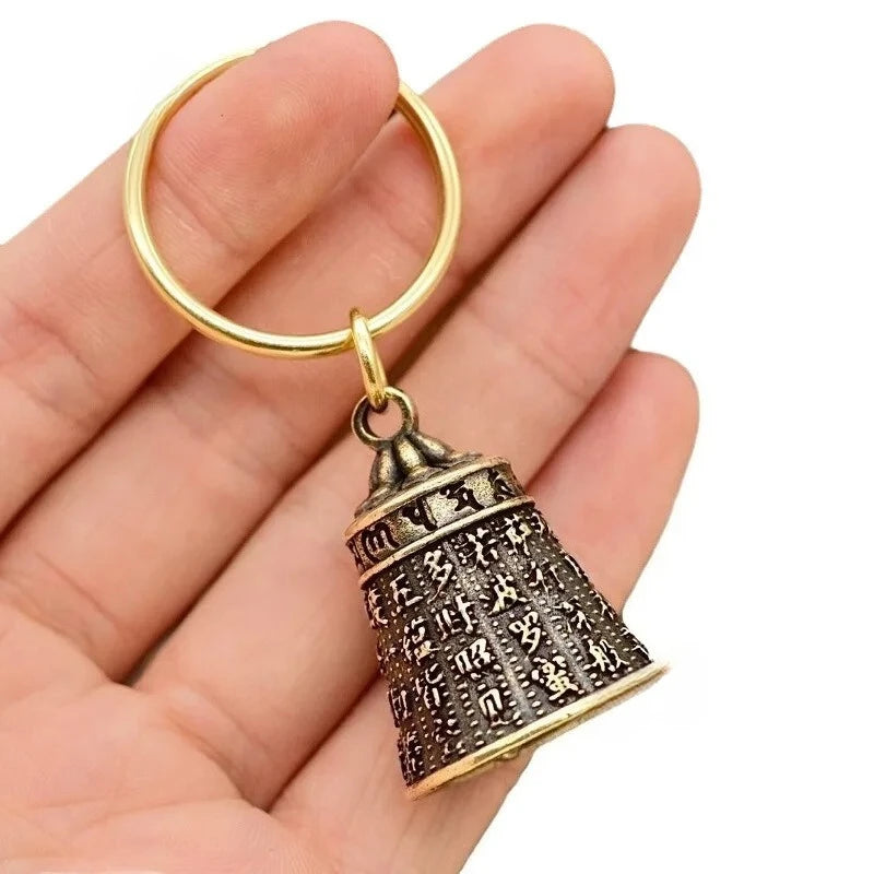 Six-character mantra bell keychain, creative keychain, ring, Heart Sutra copper bell pendant 