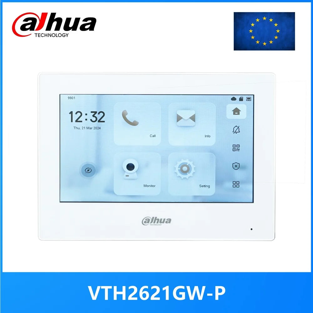 Dahua VTH2621GW-P VTH2621G-P 802.3af PoE 7inch Touch Indoor Monitor,doorbell Monitor,Video Intercom, Built-in 32GB SD card Spy-shop.com