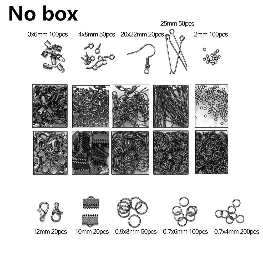 Alloy Accessories Jewelry Findings Set Repair Tools Lobster Clasp Open Jump Rings Earring Hooks for DIY Jewelry Making Supplies 