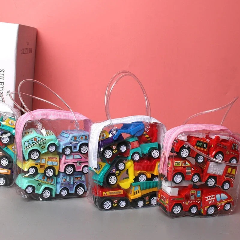 Six Pull-Back Toy Vehicles