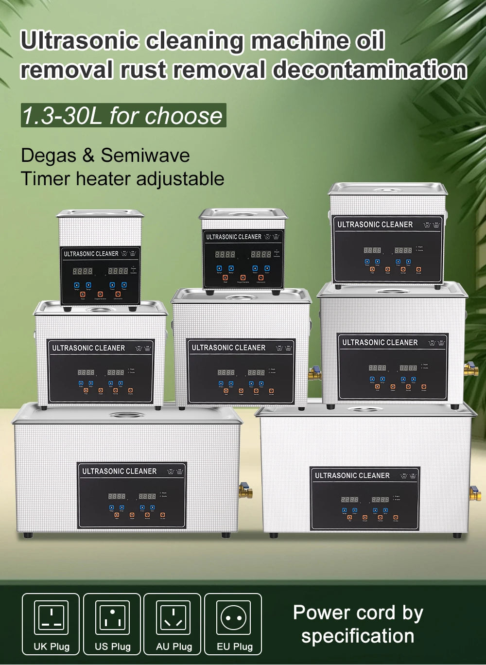 Υπερηχητική Συσκευή Καθαρισμού 1,3L–30L 40kHz Βαθιάς Καθαρισμού