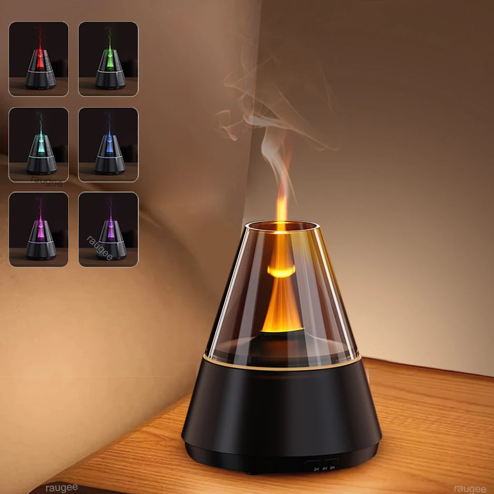 A9 Flame-Effect Aroma Diffuser, 120ml USB with Colour Lighting