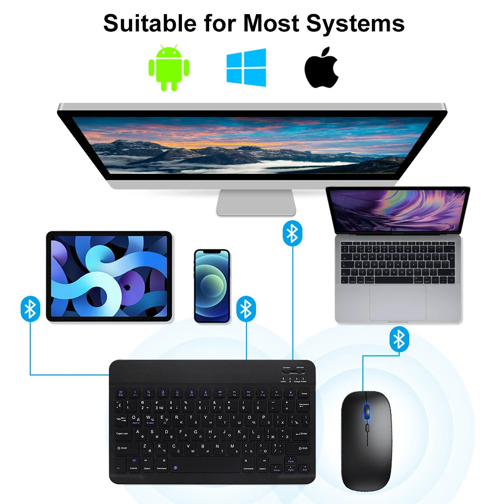 Ultra-Slim Bluetooth-compatible Keyboard Portable Mini Wireless Keyboard for iPad iPhone Tablet Phone Smartphone iOS Android Win