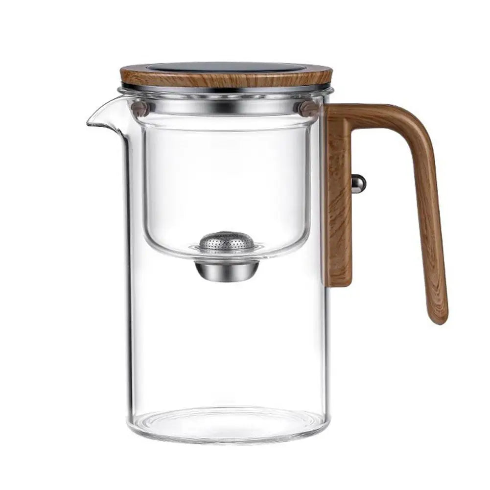 Water Separation Inner Container Teapot One Click Magnetic Switch Tea Separation Filtration Glass Tea Pot Wood Handle Tea 
