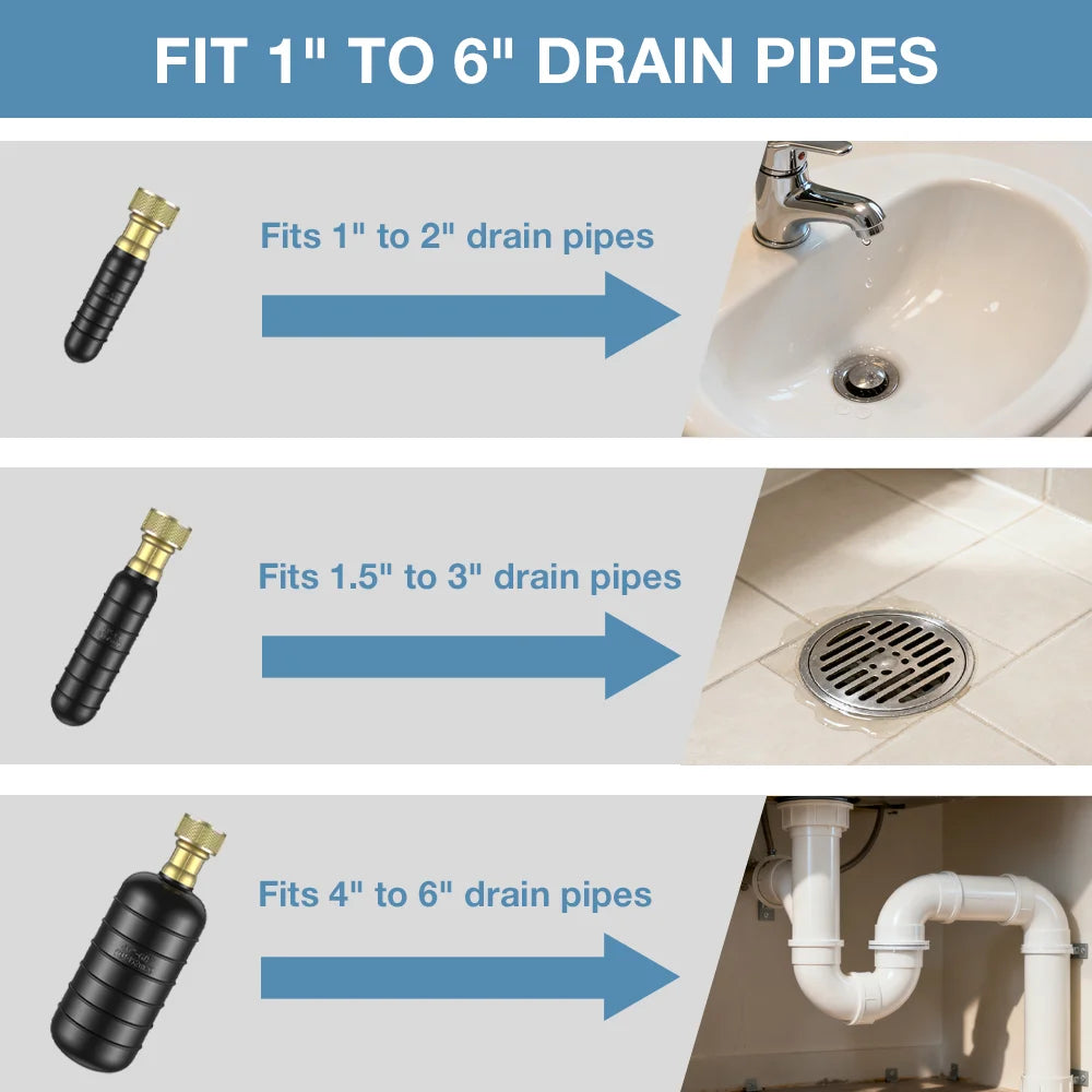 Rubber Drain Cleaning Bladder - Size Options